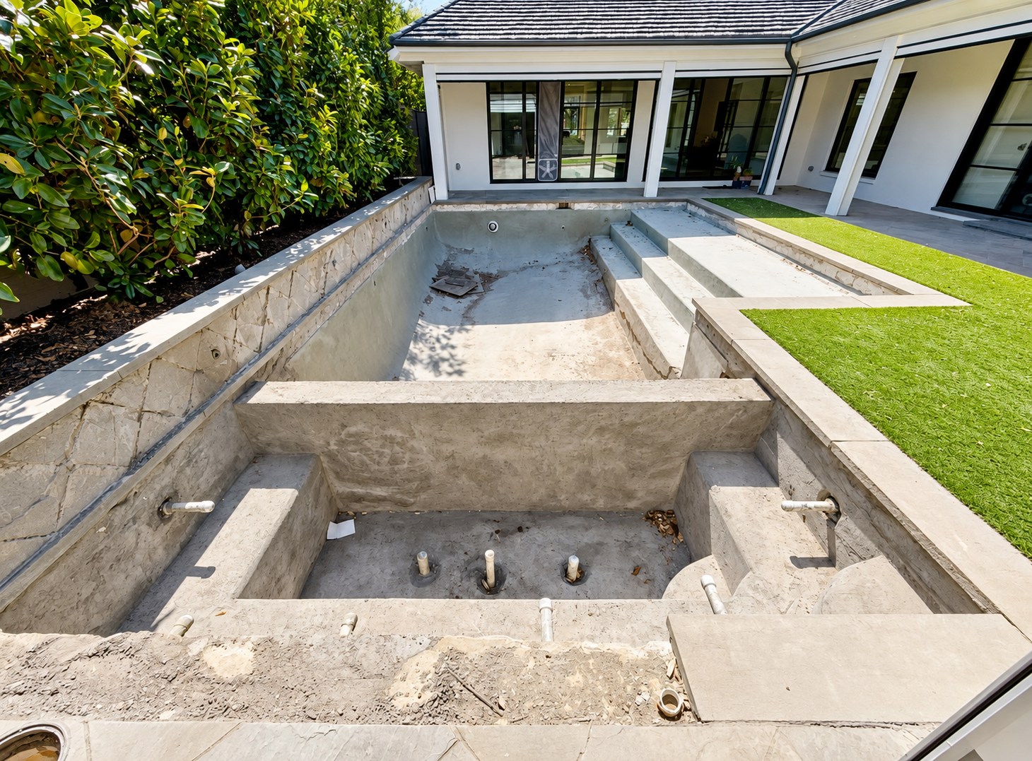 Pool and spa shell during renovation