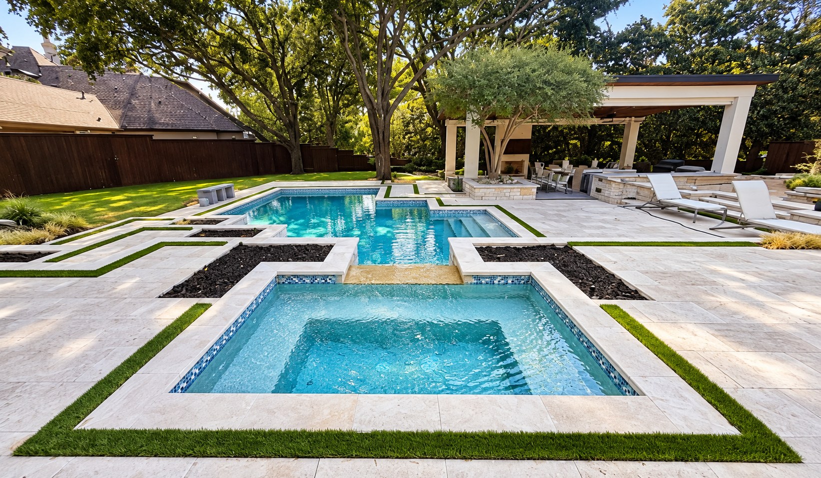 Remodeled swimming pool and outdoor living area
